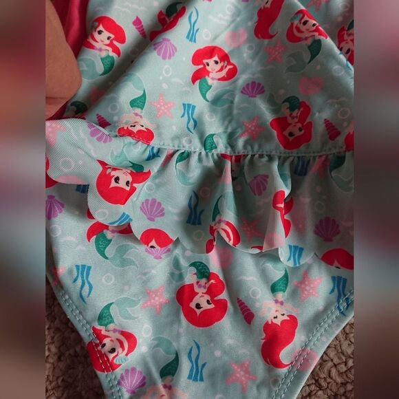 The Little Mermaid Baby Girl One-Piece Rash Guard Swimsuit size 12m - Picture 9 of 16